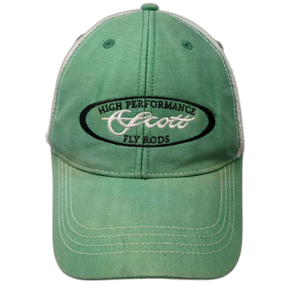 Ouray Scott Fly Rods Trucker Hat Green White OS Snapback Embroidered Fishing